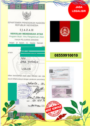 Jasa Legalisir Ijazah SMA Di Kedutaan Afganistan || 08559910010