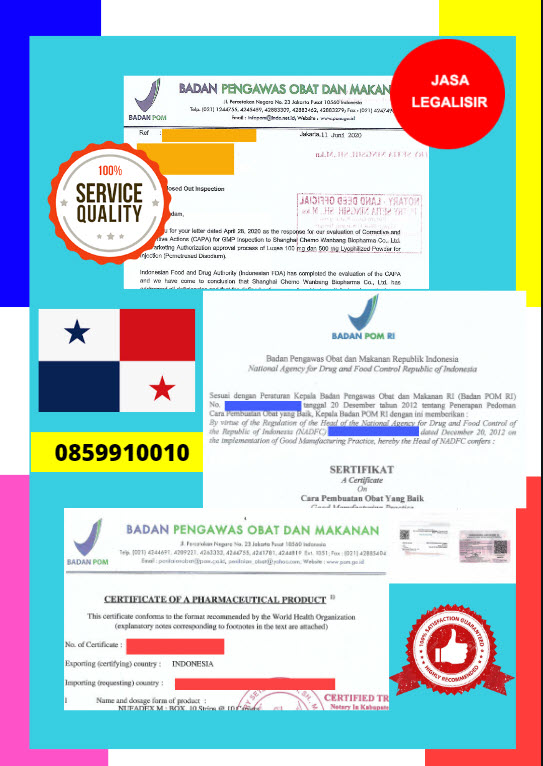 Jasa Legalisir Dokumen Perusahaan BPOM ( Badan Pengawasan Obat dan Makanan ) Di Kedutaan Panama || 08559910010
