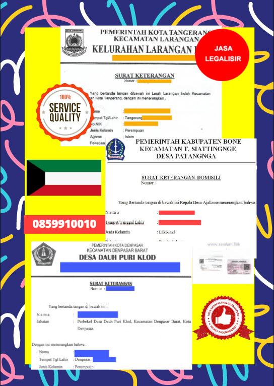 Jasa Legalisir Surat Keterangan Domisili Di Kedutaan Kuwait || 08559910010