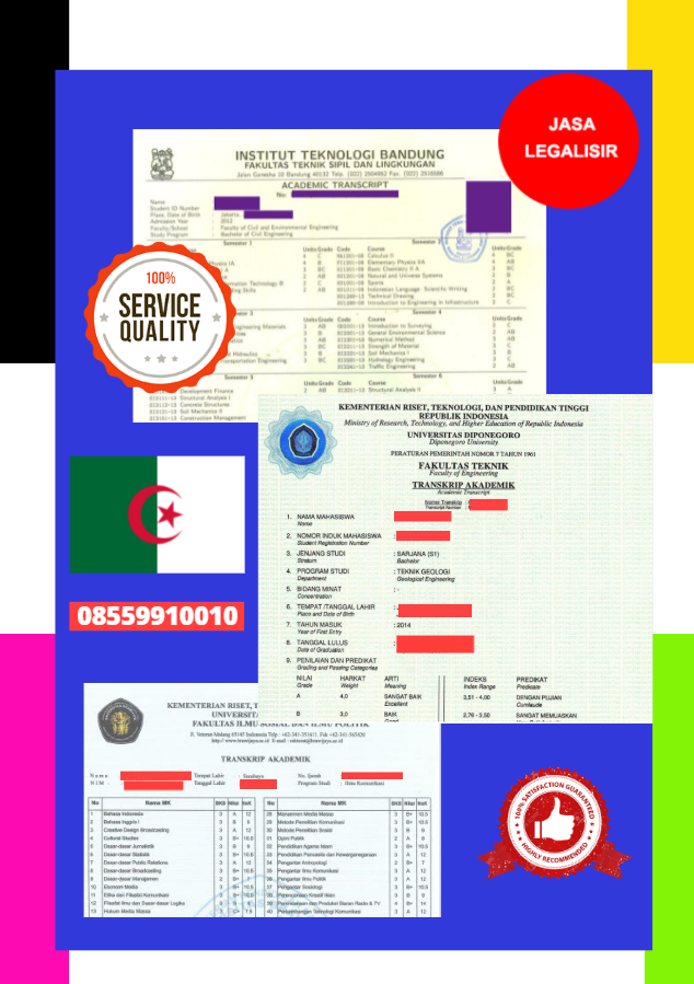 Jasa Legalisir Transkrip Akademik Universitas di Kedutaan Aljazair || 08559910010