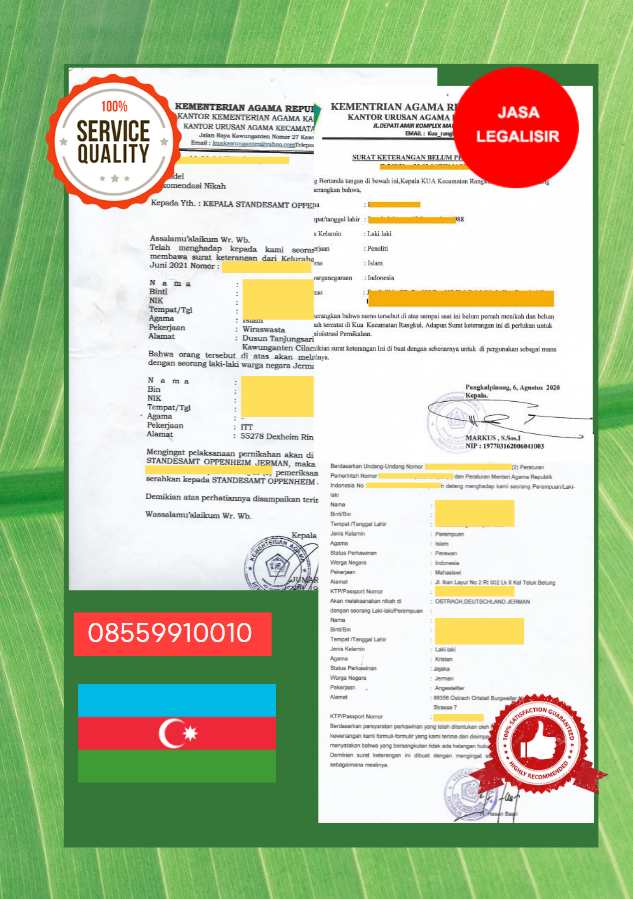 Jasa Legalisir Surat Keterangan Belum Menikah di Kedutaan Azerbaijan || 08559910010