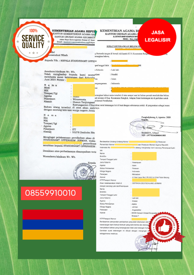 Jasa Legalisir Surat Keterangan Belum Menikah di Kedutaan Armenia || 08559910010