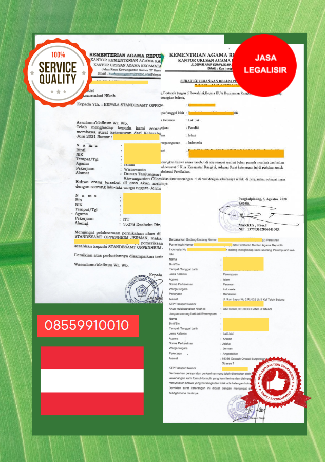 Jasa Legalisir Surat Keterangan Belum Menikah di Kedutaan Austria || 08559910010
