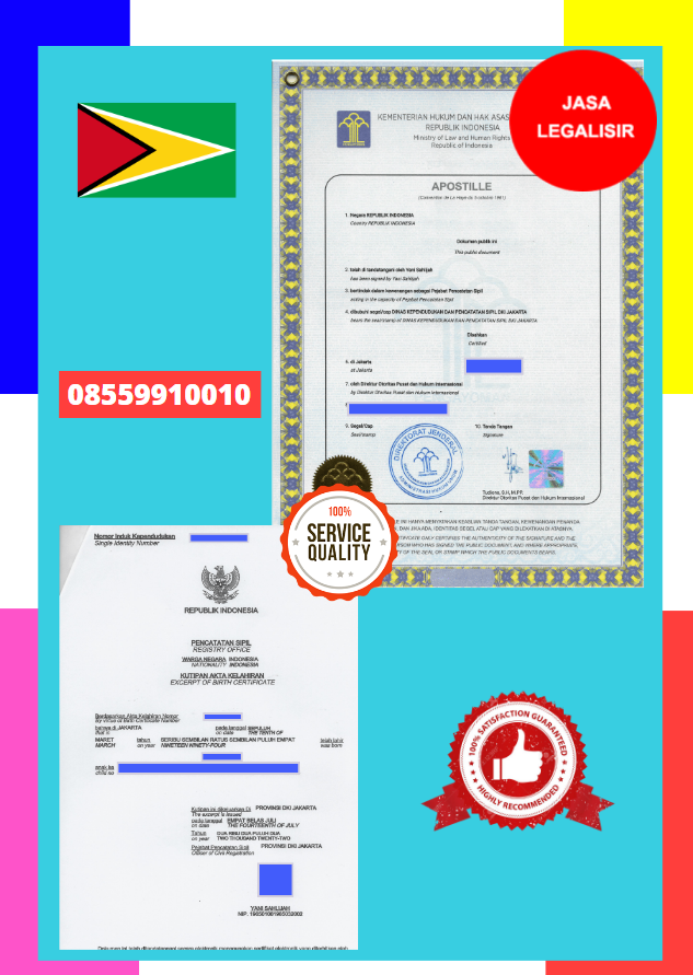 Jasa Legalisir Akta Lahir Sertifikat Apostille - Guyana || 08559910010